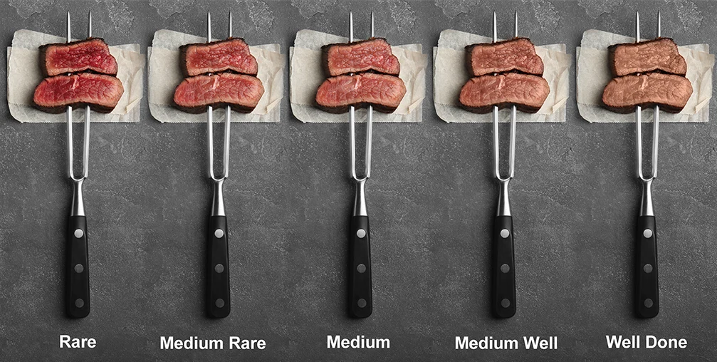 Image of steak cooked different ways